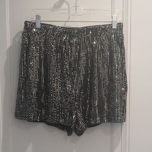 Cider Black Sequin High Waist Shorts